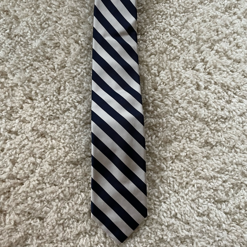 J.Crew tie. Excellent condition. Blue and white stripe.
